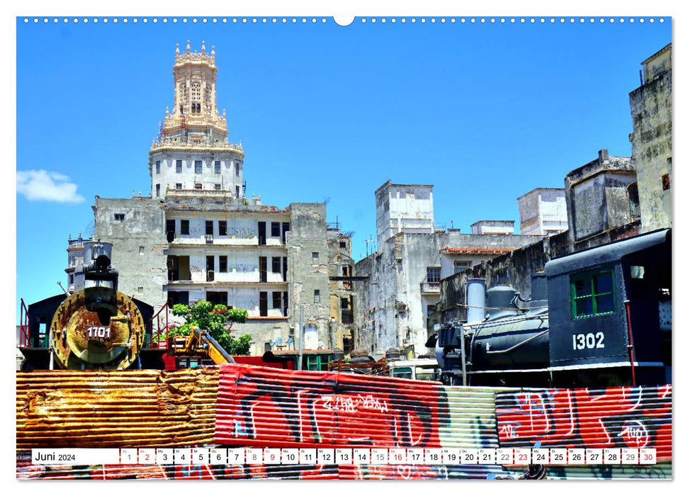 Vieux chevaux à vapeur - nostalgie ferroviaire à Cuba (Calendrier mural CALVENDO Premium 2024) 