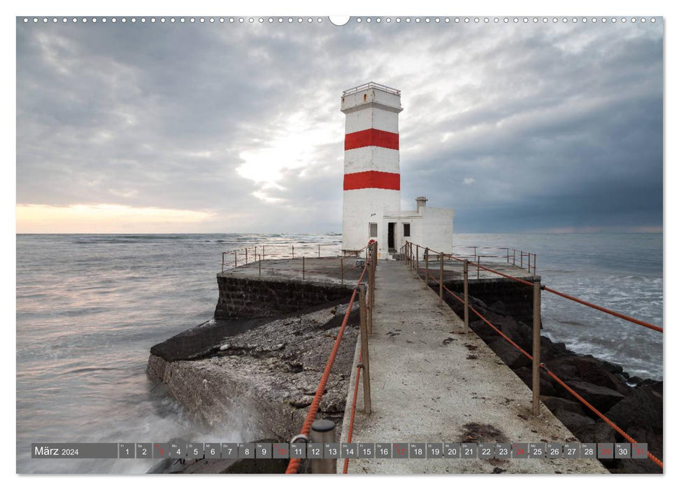 Phares des îles Islande (Calendrier mural CALVENDO 2024) 