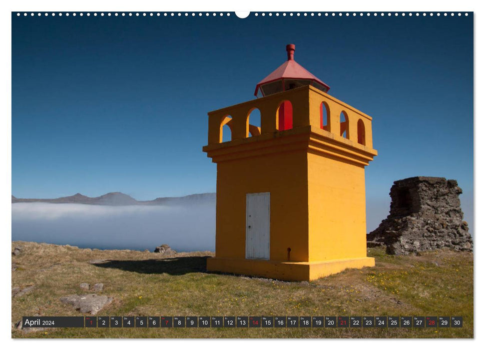 Phares des îles Islande (Calendrier mural CALVENDO 2024) 