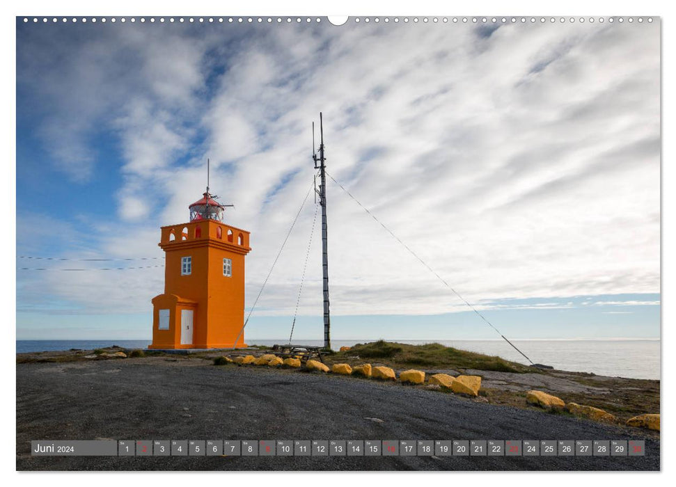 Phares des îles Islande (Calendrier mural CALVENDO 2024) 