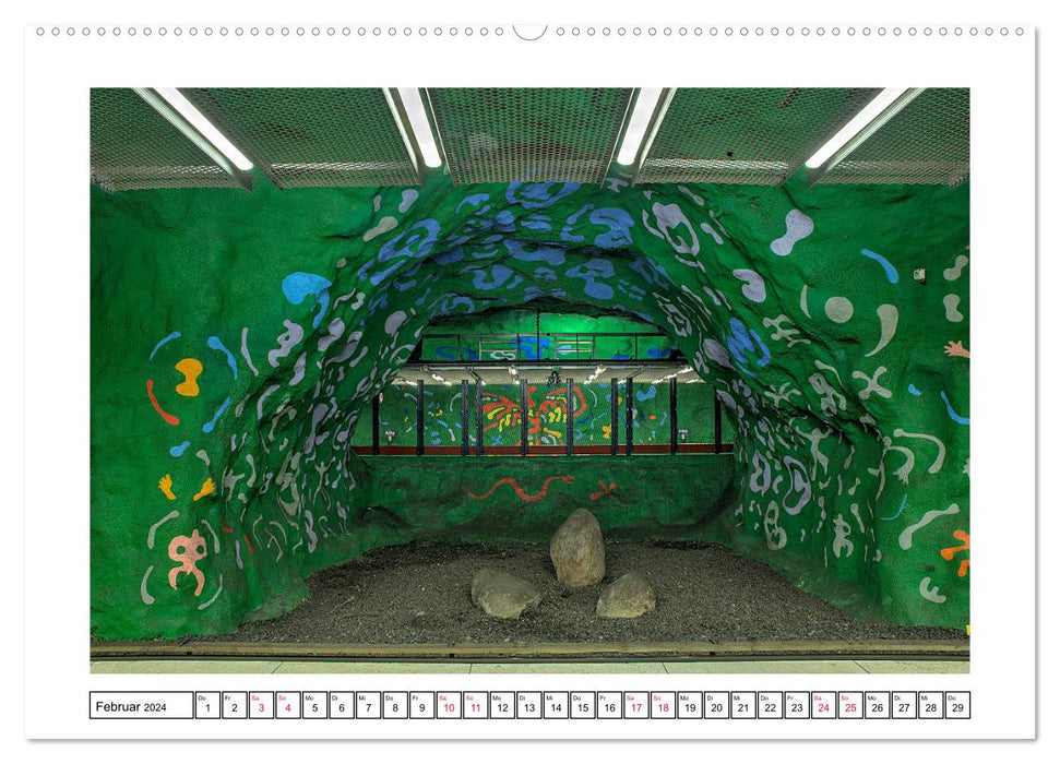 Stockholms Metrostationen - Bunte Meisterwerke im Untergrund (CALVENDO Premium Wandkalender 2024)