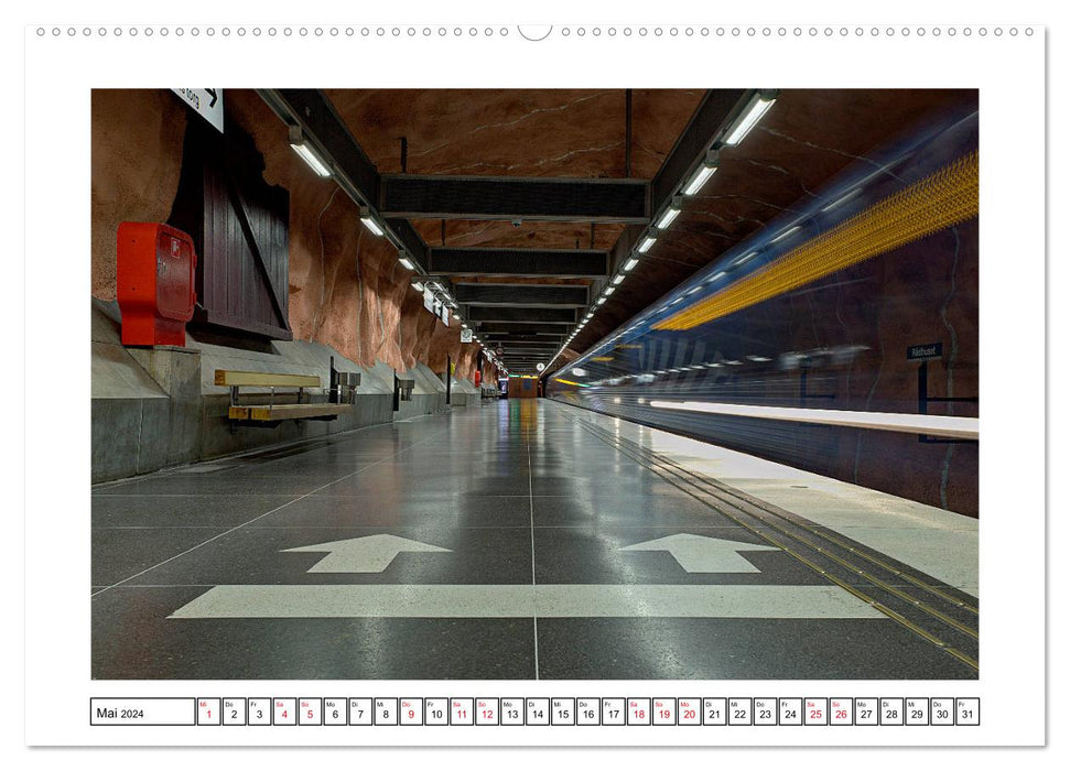 Stockholms Metrostationen - Bunte Meisterwerke im Untergrund (CALVENDO Premium Wandkalender 2024)