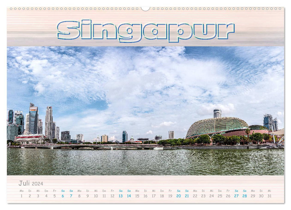 Singapur als Panorama (CALVENDO Premium Wandkalender 2024)