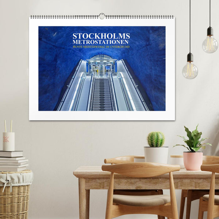 Stockholms Metrostationen - Bunte Meisterwerke im Untergrund (CALVENDO Wandkalender 2024)