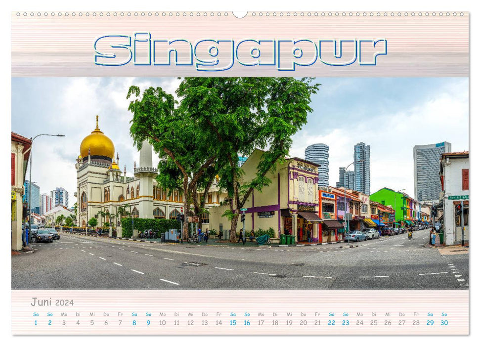 Singapur als Panorama (CALVENDO Wandkalender 2024)