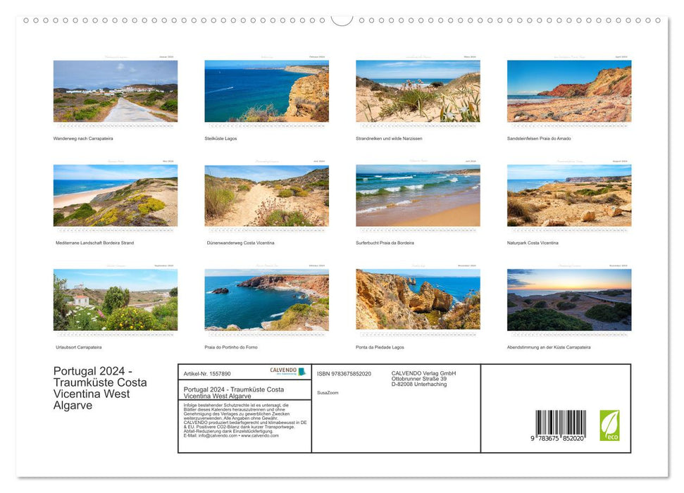 Portugal 2024 – Dream Coast Costa Vicentina et Lagos (Calvendo Premium Wall Calendar 2024) 