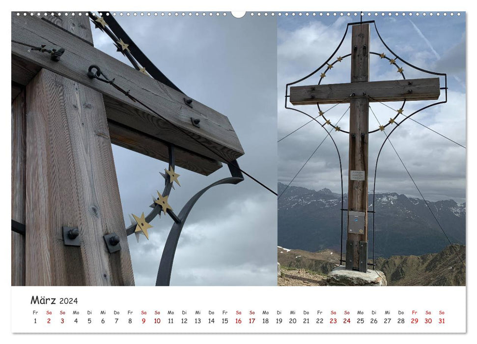 Croix sommitales connues et inconnues du Tyrol du Sud en détail (calendrier mural CALVENDO 2024) 