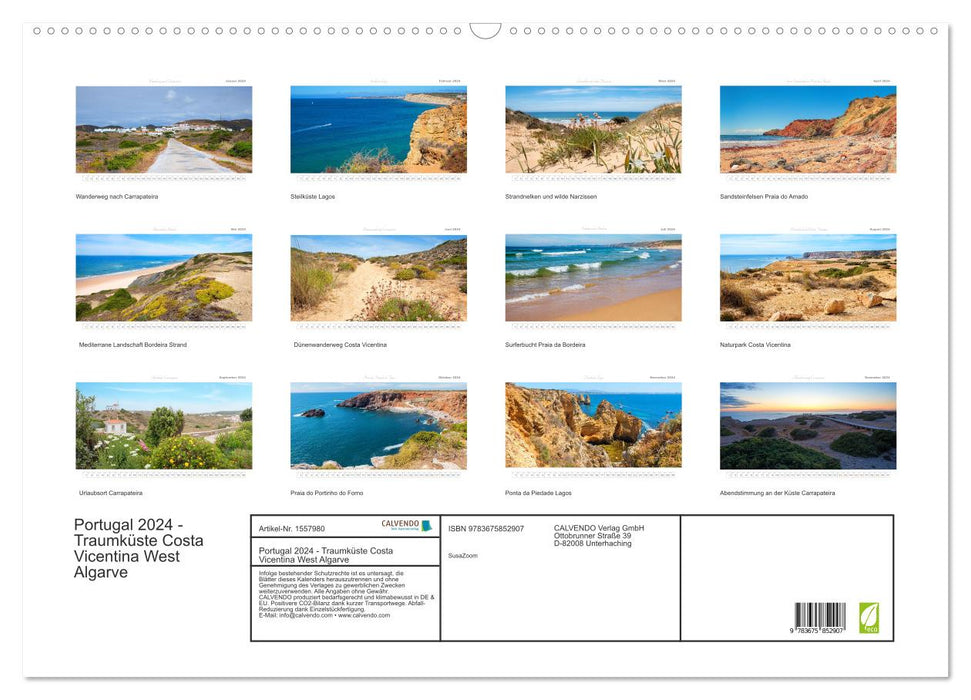 Portugal 2024 – Dream Coast Costa Vicentina et Lagos (Calendrier mural CALVENDO 2024) 