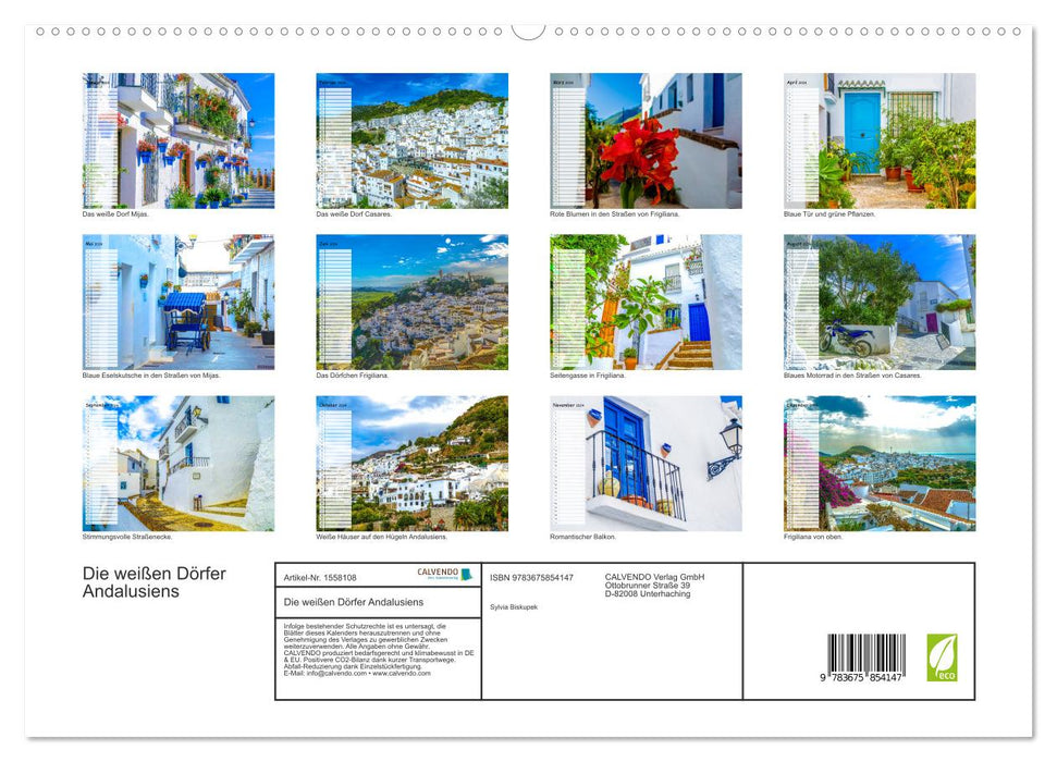 Die weißen Dörfer Andalusiens (CALVENDO Premium Wandkalender 2024)