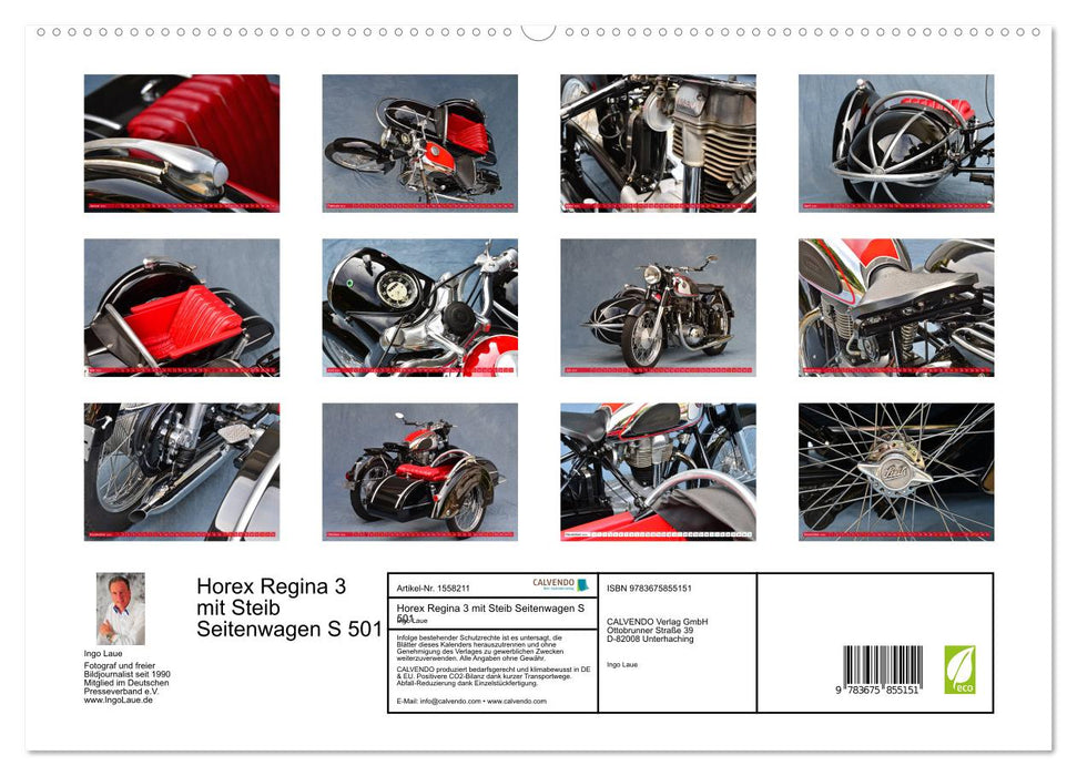 Horex Regina 3 mit Steib Seitenwagen S 501 (CALVENDO Premium Wandkalender 2024)