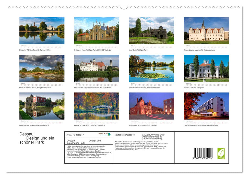Dessau Design und ein schöner Park (CALVENDO Premium Wandkalender 2024)