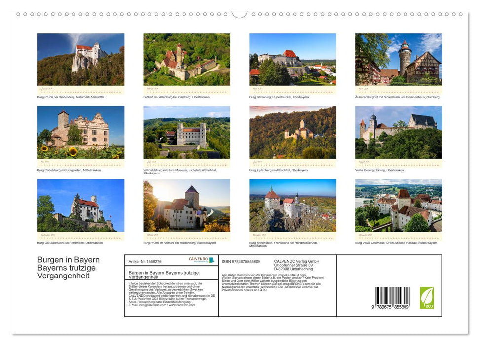 Burgen in Bayern Bayerns trutzige Vergangenheit (CALVENDO Premium Wandkalender 2024)