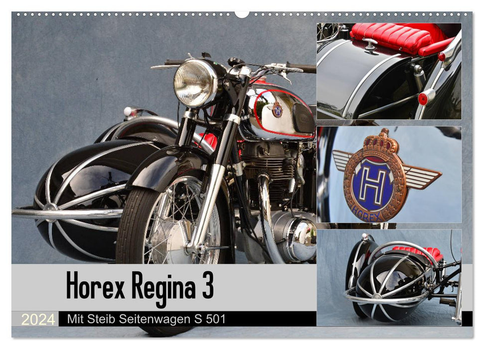 Horex Regina 3 mit Steib Seitenwagen S 501 (CALVENDO Wandkalender 2024)