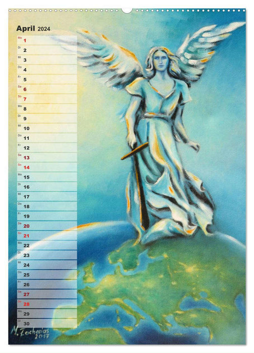 Handgemalte Engelkunst Geburtstagskalender (CALVENDO Premium Wandkalender 2024)
