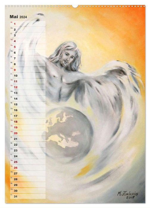 Handgemalte Engelkunst Geburtstagskalender (CALVENDO Premium Wandkalender 2024)