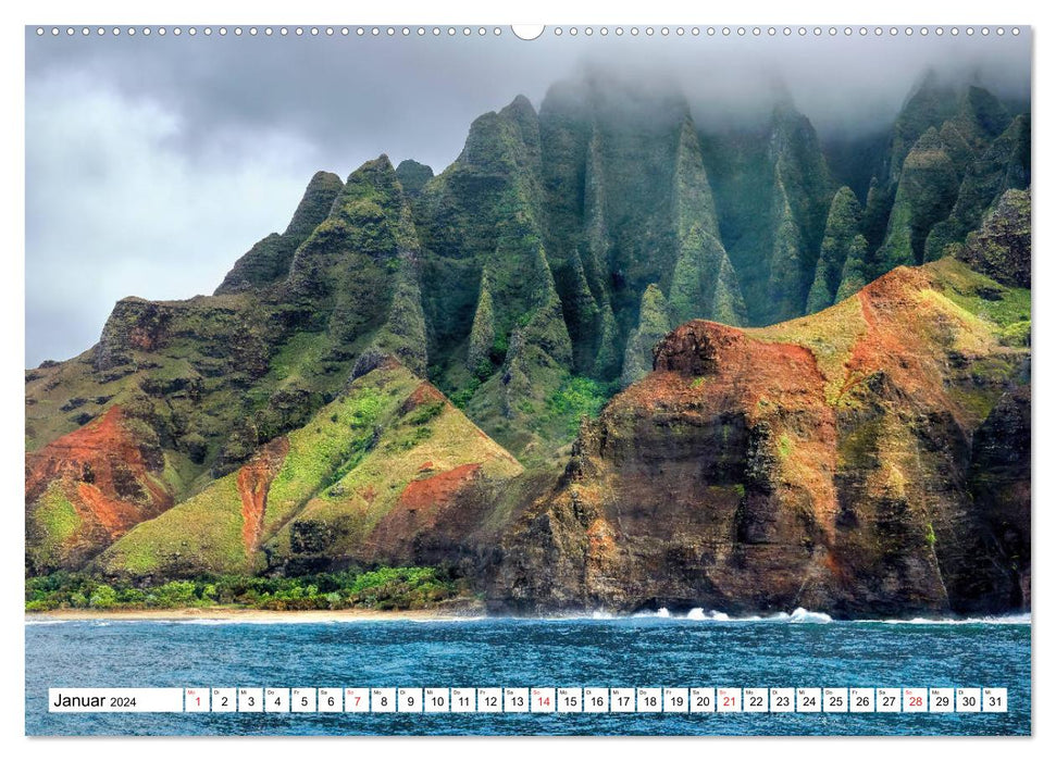 Hawaï - volcan et île paradisiaque dans le Pacifique (Calendrier mural CALVENDO Premium 2024) 