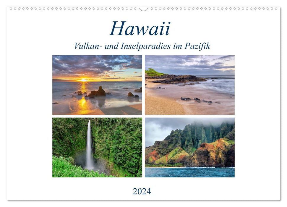 Hawaï - volcan et île paradisiaque du Pacifique (calendrier mural CALVENDO 2024) 