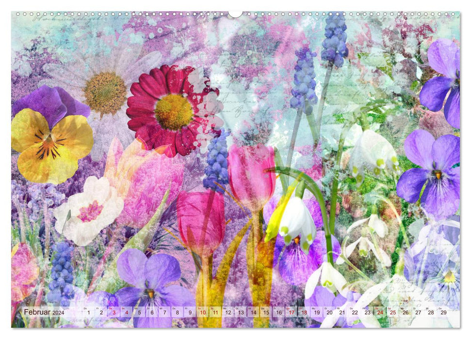 Kissed Awake - Rêves de fleurs numériques (Calvendo Premium Wall Calendar 2024) 