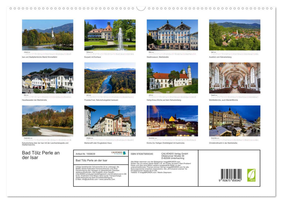 Bad Tölz - Perle an der Isar (CALVENDO Premium Wandkalender 2024)