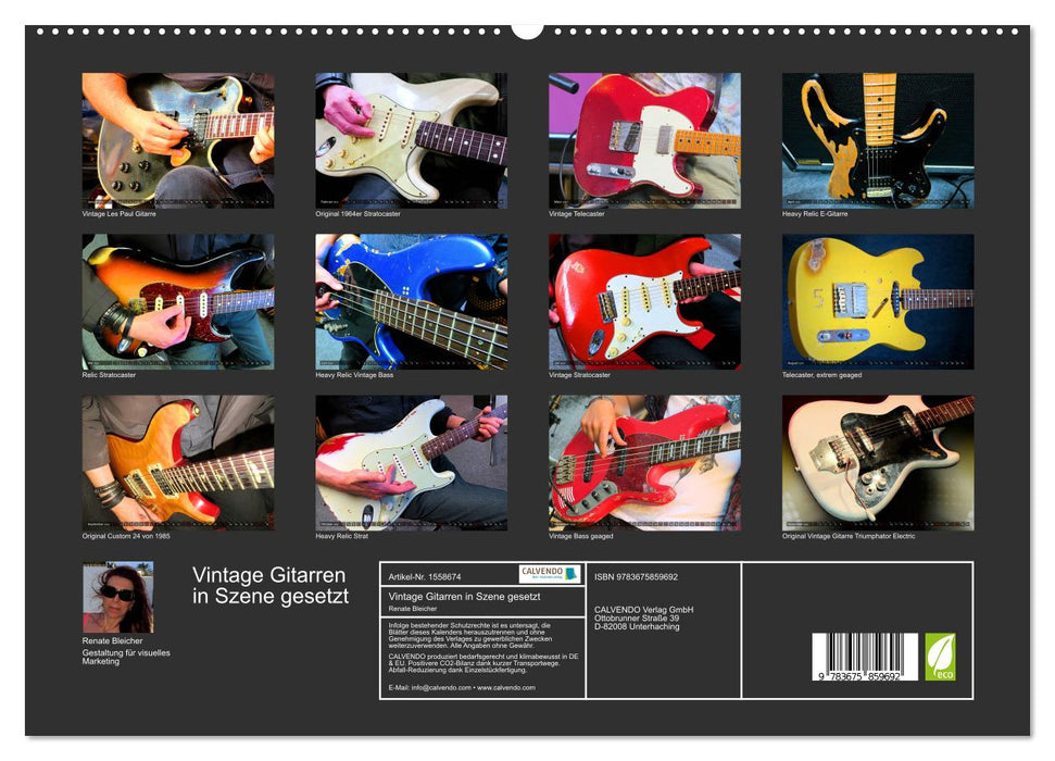 Vintage Gitarren in Szene gesetzt (CALVENDO Premium Wandkalender 2024)