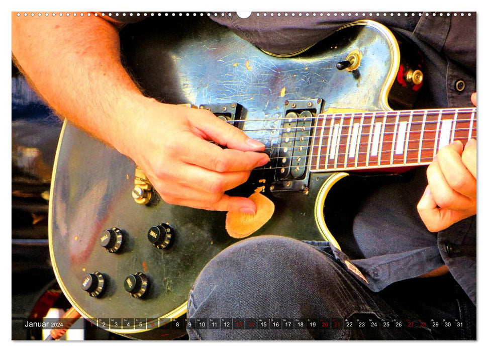 Vintage Gitarren in Szene gesetzt (CALVENDO Premium Wandkalender 2024)
