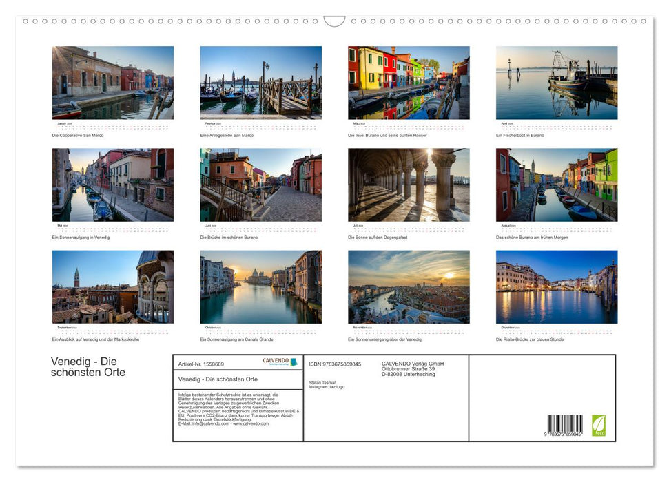 Venedig - Die schönsten Orte (CALVENDO Wandkalender 2024)
