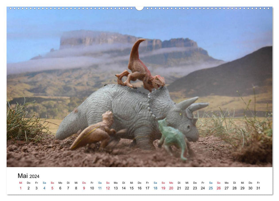 Faszination Urzeit - wenn Spielzeugdinos zum Leben erwachen (CALVENDO Premium Wandkalender 2024)