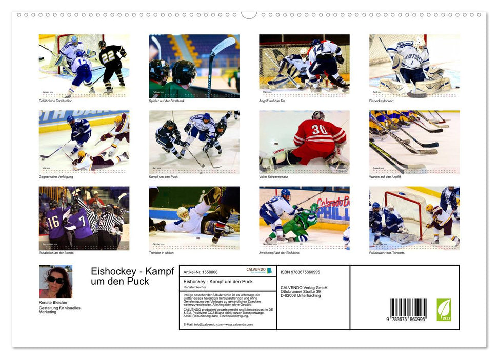 Eishockey - Kampf um den Puck (CALVENDO Premium Wandkalender 2024)
