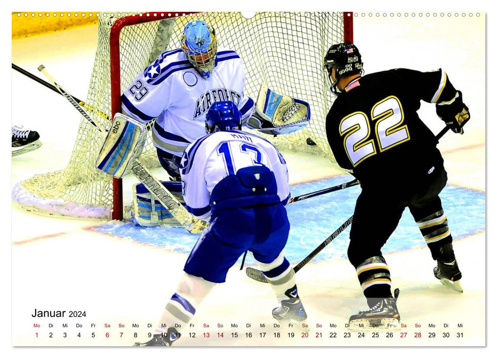 Eishockey - Kampf um den Puck (CALVENDO Premium Wandkalender 2024)