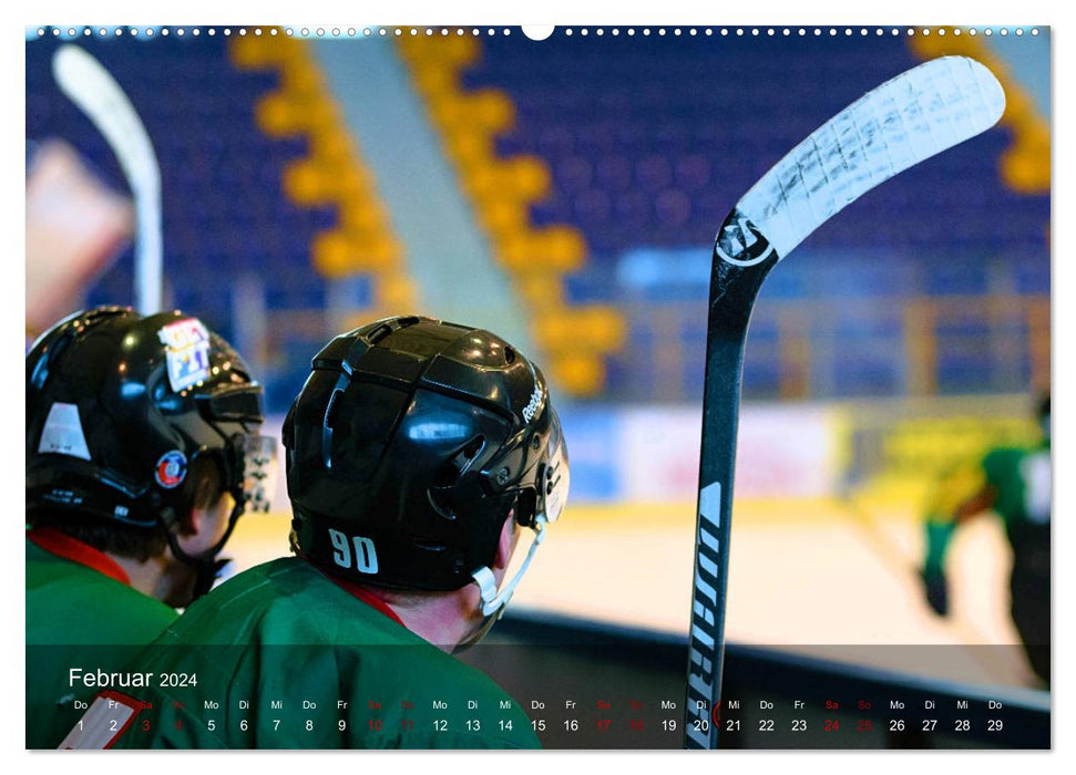 Eishockey - Kampf um den Puck (CALVENDO Premium Wandkalender 2024)