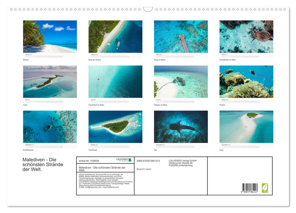 Malediven - Die schönsten Strände der Welt. (CALVENDO Wandkalender 2024)