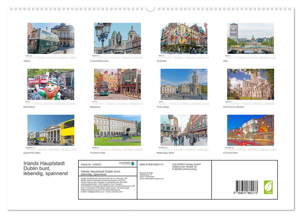 Dublin bunt, lebendig, spannend (CALVENDO Premium Wandkalender 2024)