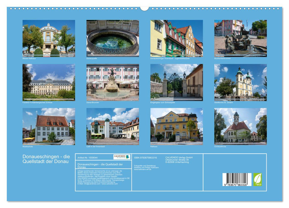 Donaueschingen - die Quellstadt der Donau (CALVENDO Premium Wandkalender 2024)