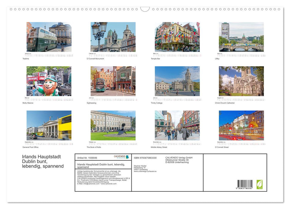 Dublin bunt, lebendig, spannend (CALVENDO Wandkalender 2024)