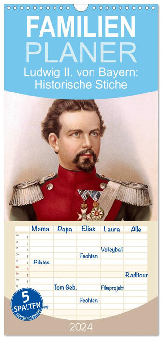 Ludwig II. von Bayern: Historische Illustrationen und Stiche (CALVENDO Familienplaner 2024)