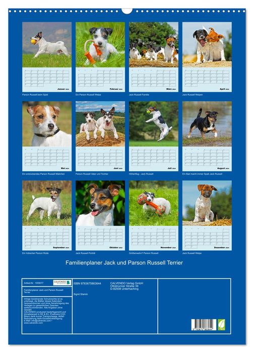 Familienplaner Jack und Parson Russell Terrier (CALVENDO Wandkalender 2024)