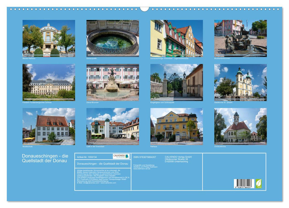 Donaueschingen - die Quellstadt der Donau (CALVENDO Wandkalender 2024)