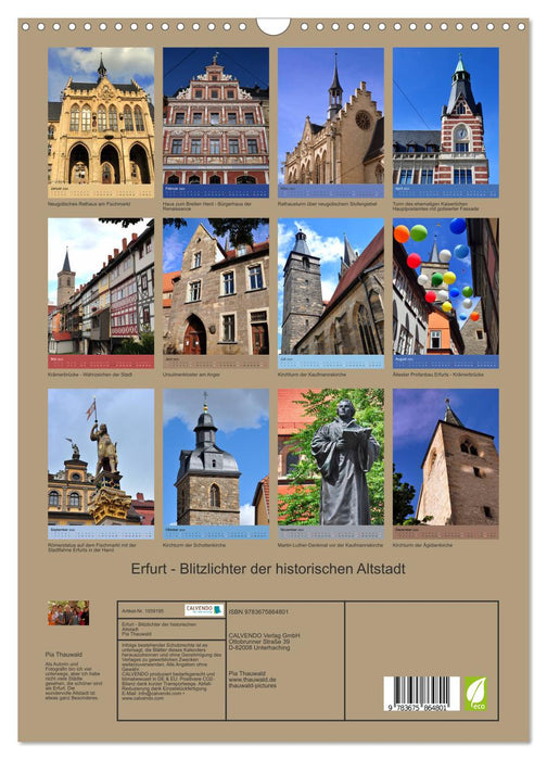 Erfurt - Blitzlichter der historischen Altstadt (CALVENDO Wandkalender 2024)