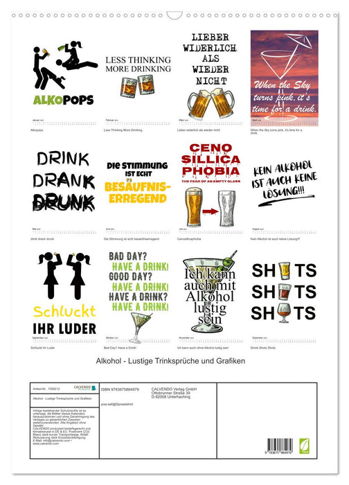 Alkohol - Lustige Trinksprüche und Grafiken (CALVENDO Wandkalender 2024)