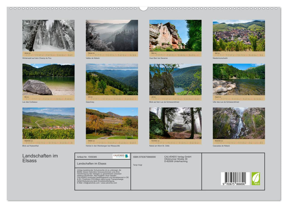 Landschaften im Elsass (CALVENDO Premium Wandkalender 2024)