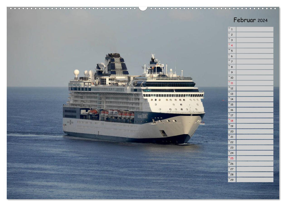 Riesen der Meere - Kreuzfahrtschiffe Geburtstagskalender (CALVENDO Wandkalender 2024)