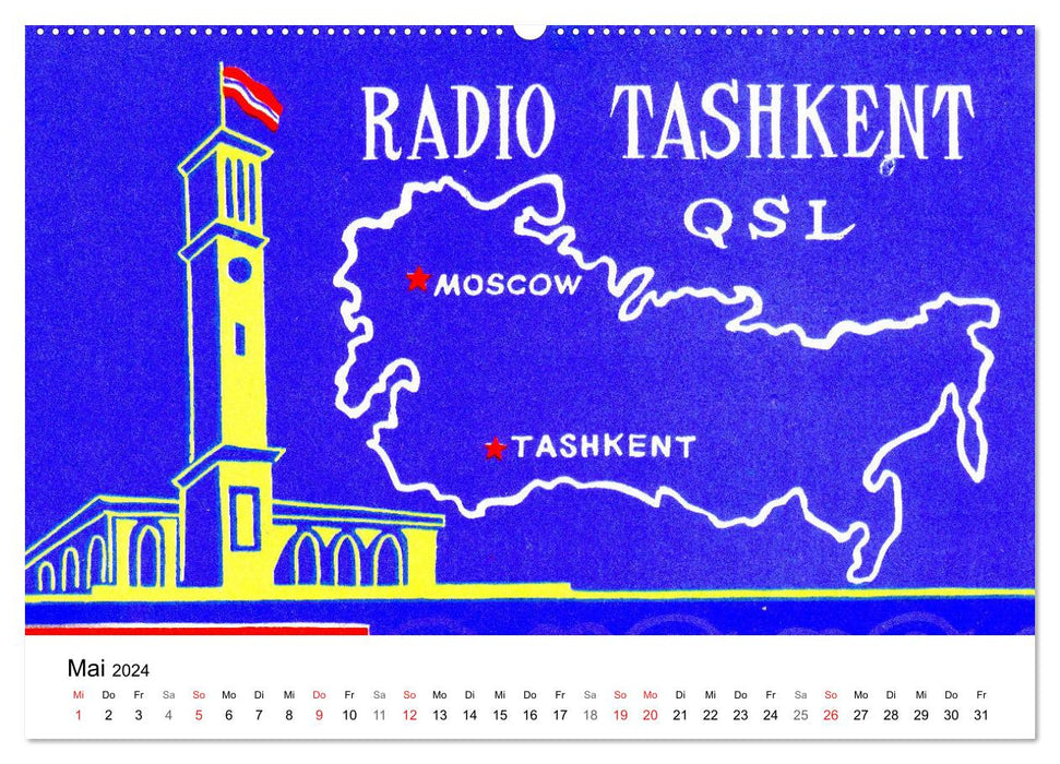 Radio Nostalgie - QSL-Karten von Radiostationen aus aller Welt (CALVENDO Premium Wandkalender 2024)