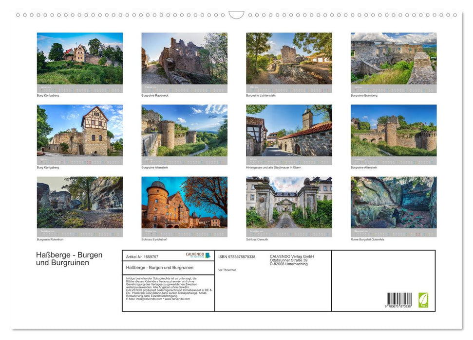 Haßberge - Burgen und Burgruinen (CALVENDO Wandkalender 2024)