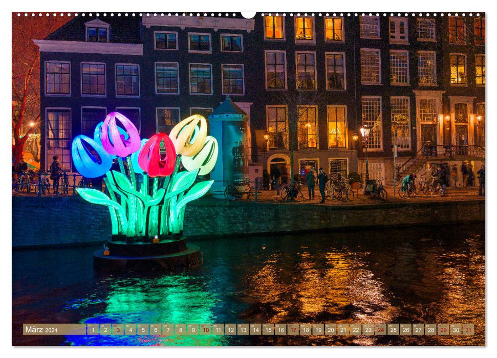 Lichtkunst in Amsterdam (CALVENDO Premium Wandkalender 2024)