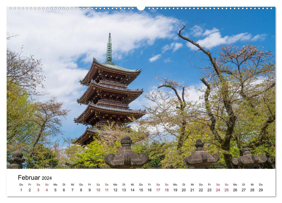 Tokio Kalender mit historischen Tempeln und Schreinen (CALVENDO Premium Wandkalender 2024)