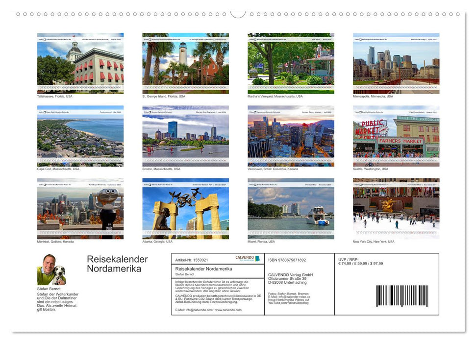 Reisekalender Nordamerika (CALVENDO Premium Wandkalender 2024)