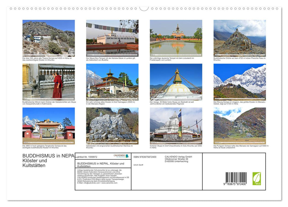 BUDDHISMUS in NEPAL, Klöster und Kultstätten (CALVENDO Premium Wandkalender 2024)