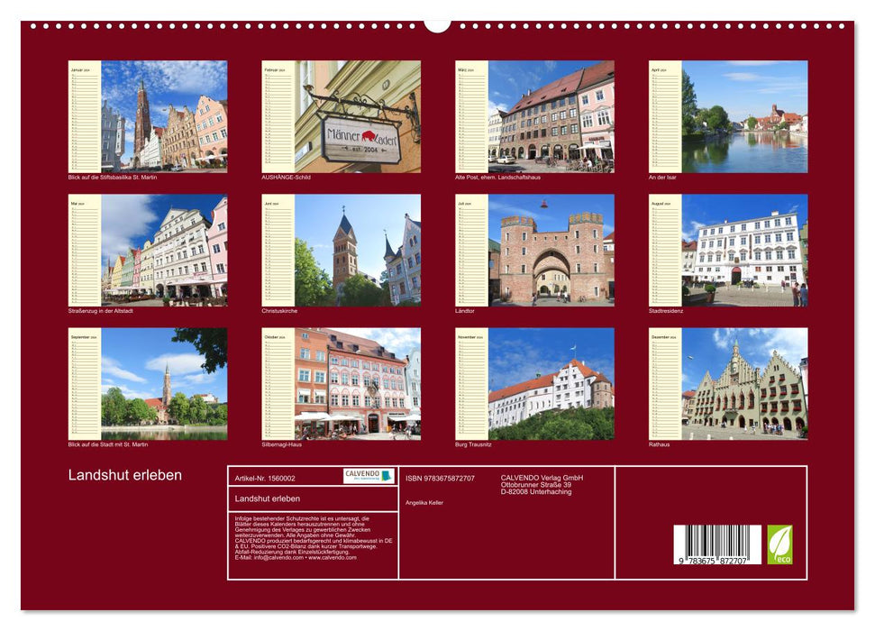 Landshut erleben (CALVENDO Premium Wandkalender 2024)