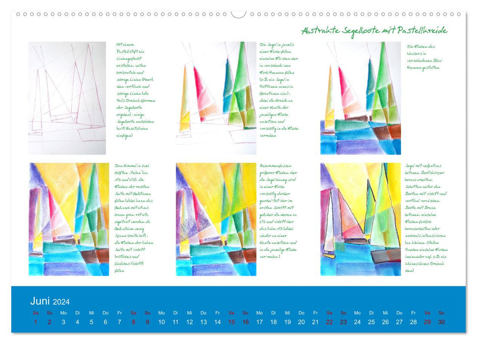 Mal einfach mit ! 12 ausführliche Schritt für Schritt Anleitungen (CALVENDO Wandkalender 2024)