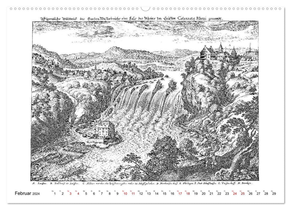 Matthäus Merian - Bodensee mit Hochrhein bis Schaffhausen (CALVENDO Premium Wandkalender 2024)
